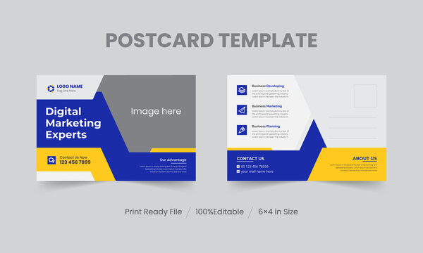 Corporate Business Postcard Template Or EDDM Postcard Design Layout, Business Postcard