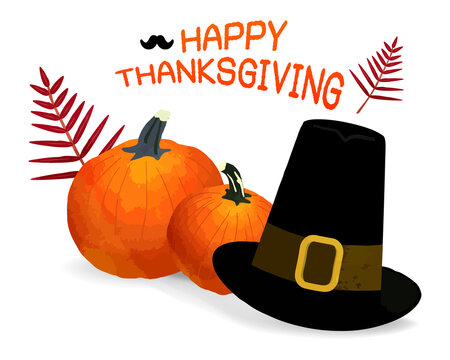 Thanksgiving Pilgrim hat and pumpkin set