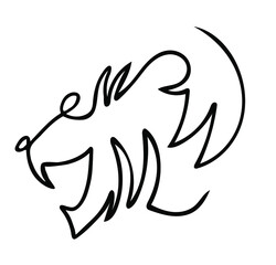 Tiger face line drawing vector. Animal one line art. Flat design. Isolated icon. Unstoppable line drawing. Linear artwork element. Tiger symbol of 2022.