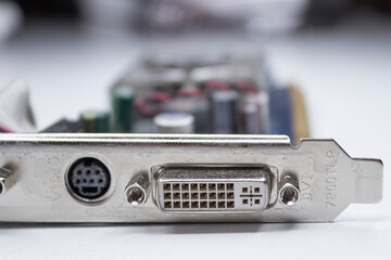 The connector for the chip. Inputs and outputs on the PC processor. A board with microchips,...