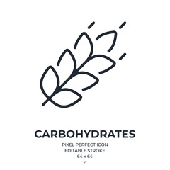 Carbohydrates editable stroke outline icon isolated on white background flat vector illustration. Pixel perfect. 64 x 64.