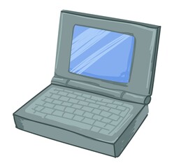 Laptop gadget with small monitor and keyboard