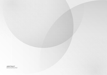 Abstract white and gray gradient curved with halftone banner background. Vector.