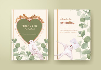 Card template with cottagecore flowers concept,watercolor style