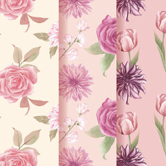 Pattern seamless with cottagecore flowers concept,watercolor style