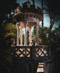 Beautiful gazebo by the trees in the garden in Sintra, Portugal