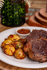Bife com Batatas Rústicas