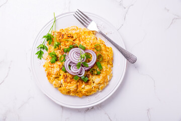 Tortilla - spanish omelet with potatoes, onions and herbs
