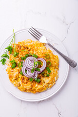 Tortilla - spanish omelet with potatoes, onions and herbs