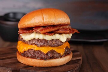 Hamburguer com bacon e cream cheese