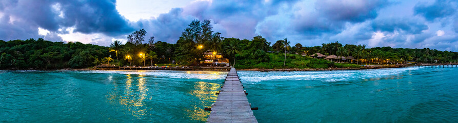 Bang Bao beach, wooden pier, in Koh Kood, Trat, Thailand
