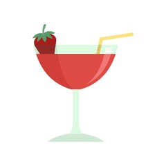 Strawberry cocktail icon flat isolated vector
