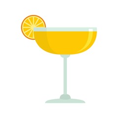 Orange fruit cocktail icon flat isolated vector