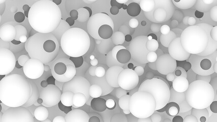 minimal abstract background many monochrome spheres white gray silver 3d render