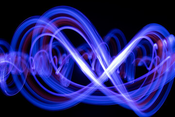 Blue Abstract Light Painting loops, and fringe. 