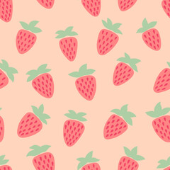 Lovely seamless pattern on the theme of Strawberry. Graphic vector pattern with strawberry for printing on fabric, paper for scrap booking, gift wrapping and wallpaper. Vector illustration