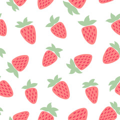 Lovely seamless pattern on the theme of Strawberry. Graphic vector pattern with strawberry for printing on fabric, paper for scrap booking, gift wrapping and wallpaper. Vector illustration