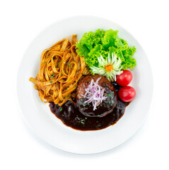 Hamburger Steak (Hambagu)served Pasta Japanese food