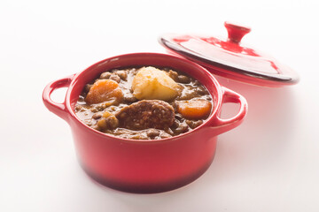 Spanish lentils with potatoes, carrot and chorizo