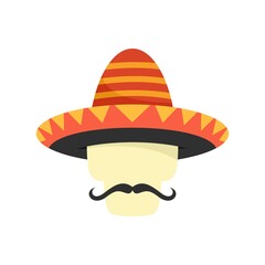 Mexican face man icon flat isolated vector