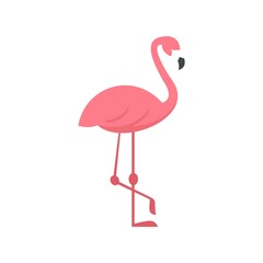 Pink flamingo icon flat isolated vector