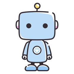 シンプルな線のかわいいロボットのイラスト