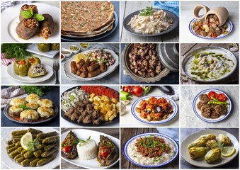 Traditional delicious Turkish foods collage