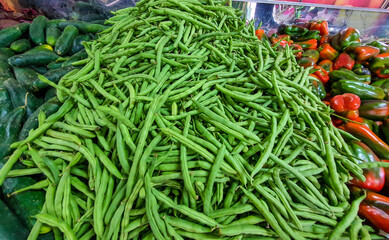 Runner bean for sale in the supermarket