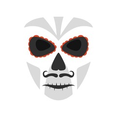 Dead mexican mask icon flat isolated vector