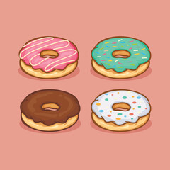 donut Icon isolated Vector illustration with outline cartoon simple color 