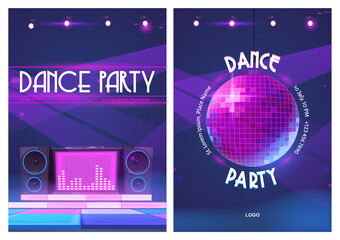 Dance Party Flyers With Disco Ball DJ Music Console_2