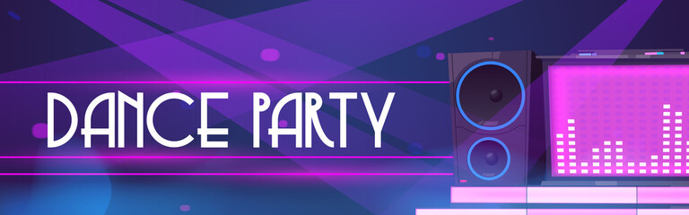 Dance Party Banner Night Club Event With DJ Music Discotheque