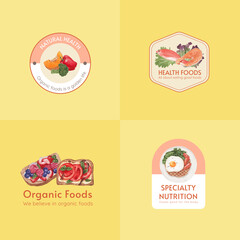 Logo design with healthy food concept,watercolor style