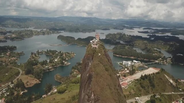 Rock-stone "Penon de Guatape", Colombia. Medellin The Rock of Guatap&eacute; Rock Formation near Medell&iacute;n in Colombia.(aerial photography)