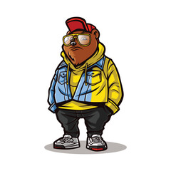 Bear cartoon with rapper style