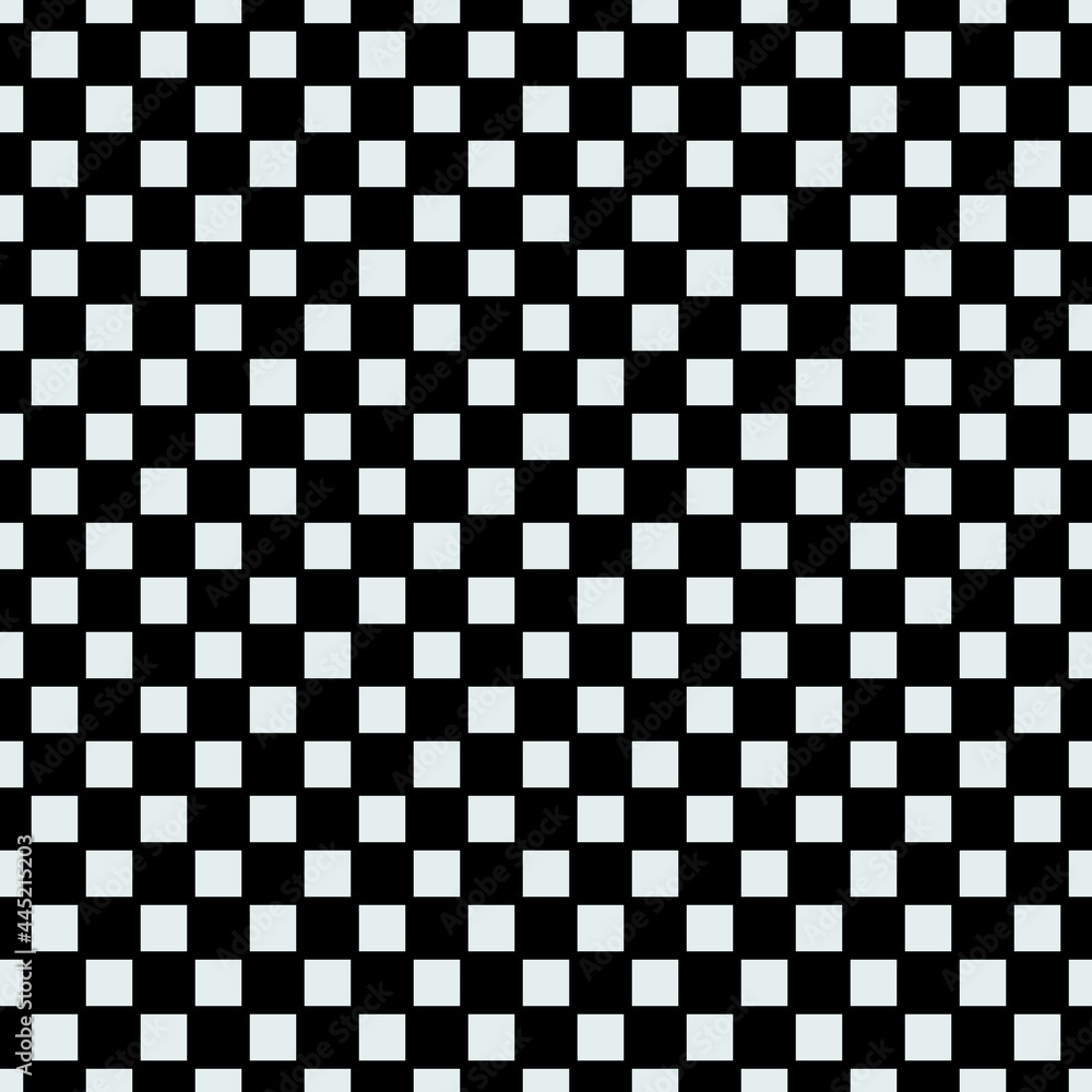 Poster 10x10 white squares on black board. Vector checker sample. Monochrome and mosaic squares pattern.