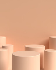 Beige Beauty products Stand or podium pedestal set for Cosmetic and skincare Packaging mockup minimal design on Beige pastel background.concept cosmetic product.3d render.
