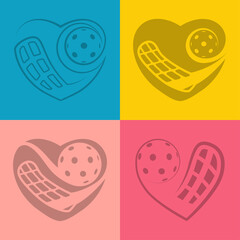 Floorball love pattern. pattern abstract floorball heart.