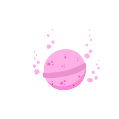 Bath bomb. Soap bubbles. Bathroom Natural cosmetics for relaxation. Flat cartoon illusration