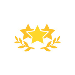 Valid Seal icon. Golden star with win laurel. Isolated on white