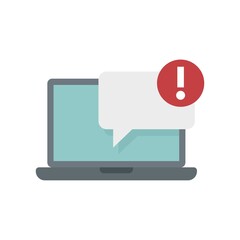 Laptop notification icon flat isolated vector