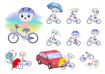 シティサイクルに乗ったひつじの男の子のセット
