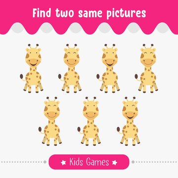 Find Two Same Pictures Game Preschool Children