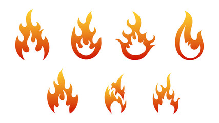 Red Fiery flames vector set, isolated on white background  , Vector illustration EPS 10