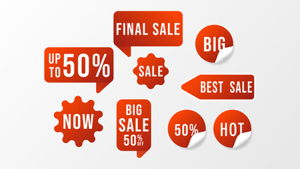 Sale and Free labels. Price off tag icon set , isolated on white background , Illustration Vector EPS 10