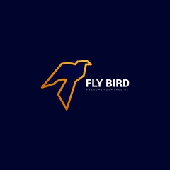 line fly bird gradient logo template