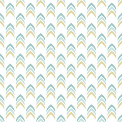 Abstract ornament with blue and yellow triangles on white background.
