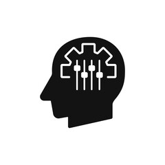 Human head with Mass Customisation sign silhouette black vector illustration