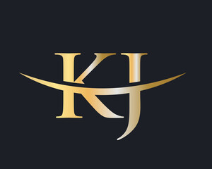 KJ logo design. Initial KJ letter logo design vector template