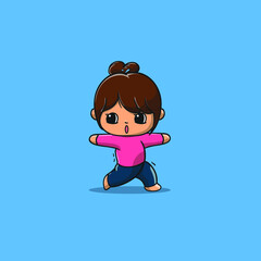 girl cute training yoga vector icon illustration